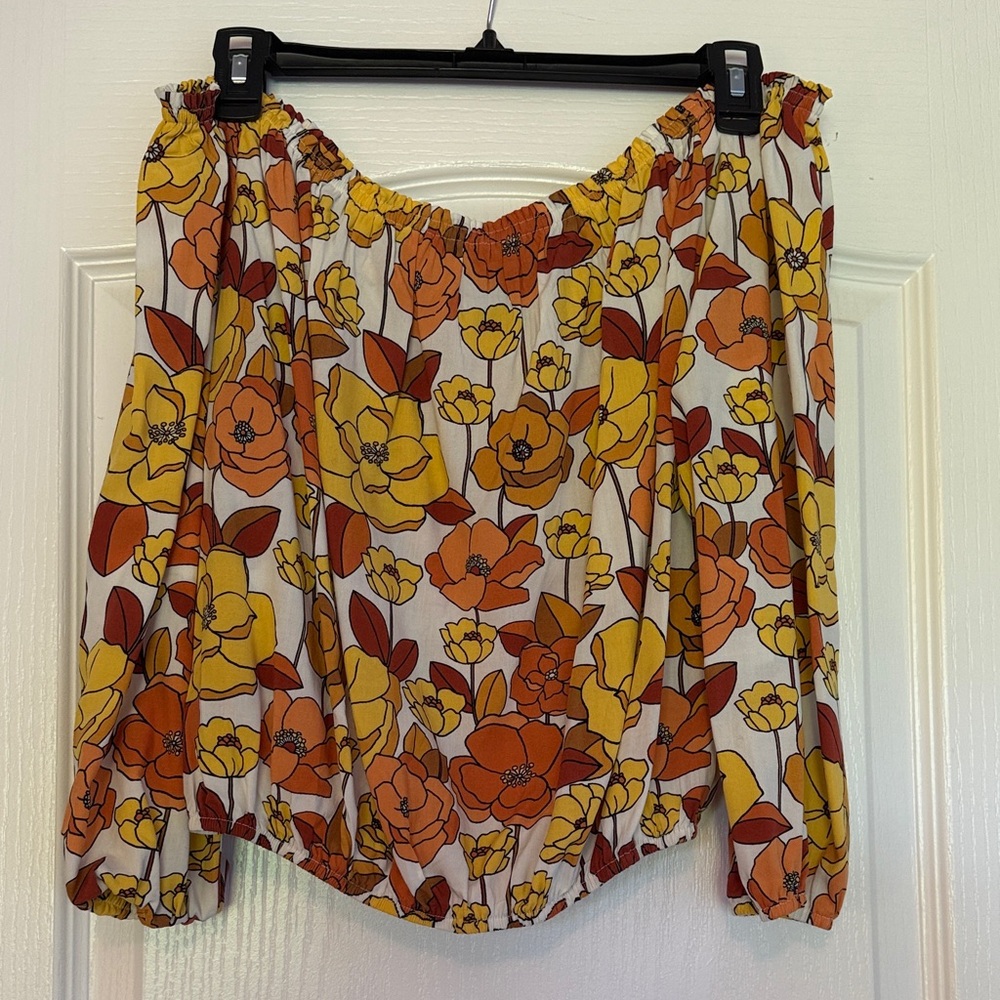 Forever 21 Vibrant Floral Blouse - Yellow and Orange